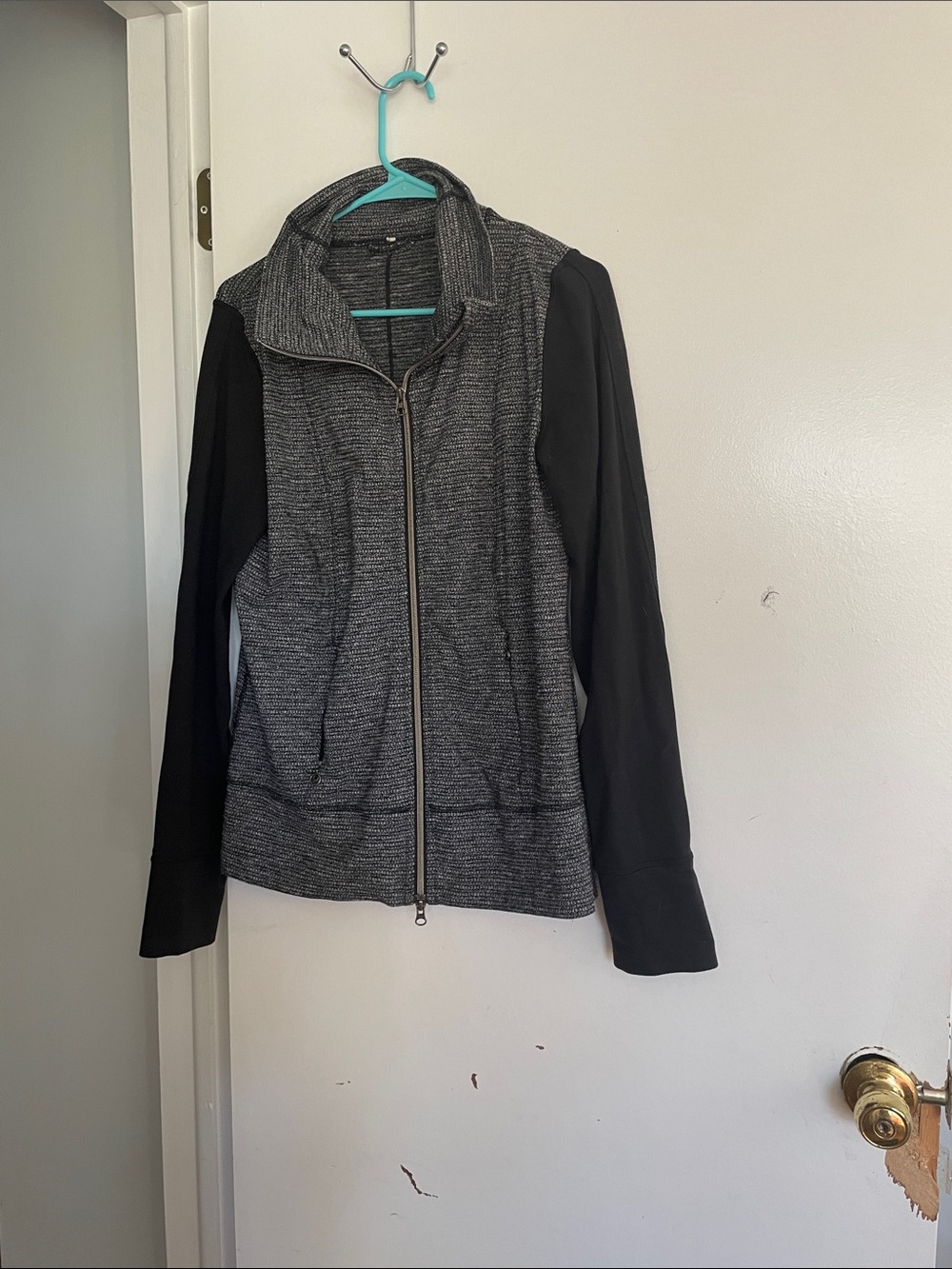 Lululemon Zip Front Heathered Gray and black jacket
